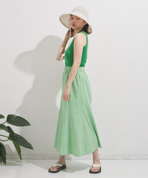 MERLOT(メルロー)の「ギンガムマーメイドスカート(スカート・レディース・グリーン/オレンジ/ブラック・FREE)」の16枚目の写真