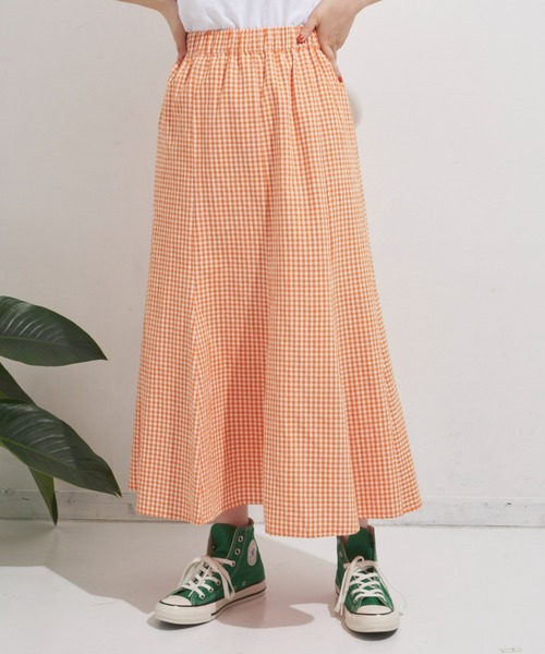 MERLOT(メルロー)の「ギンガムマーメイドスカート(スカート・レディース・グリーン/オレンジ/ブラック・FREE)」の20枚目の写真