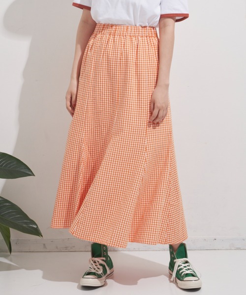 MERLOT(メルロー)の「ギンガムマーメイドスカート(スカート・レディース・グリーン/オレンジ/ブラック・FREE)」の21枚目の写真