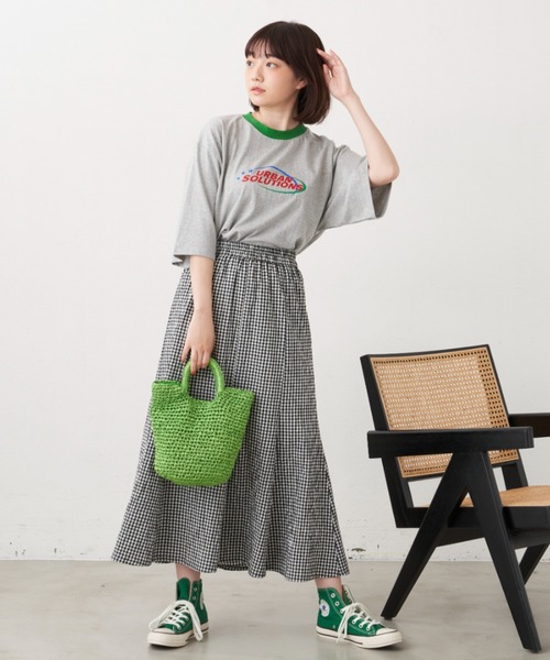 MERLOT(メルロー)の「ギンガムマーメイドスカート(スカート・レディース・グリーン/オレンジ/ブラック・FREE)」の7枚目の写真