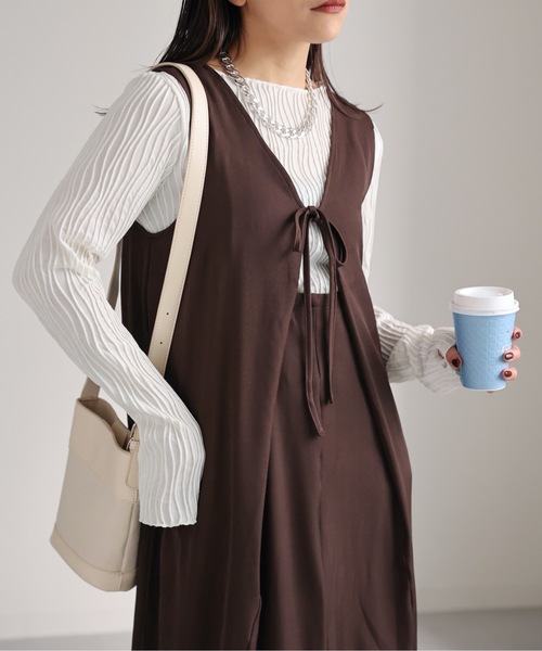 sakishimatokyo（サキシマトーキョー）の「２WAYフレアワンピース（ワンピース・レディース・ブラック/グレイッシュブルー/ホワイト系/ダークブラウン/ホワイト・FREE/S）」の5枚目の写真