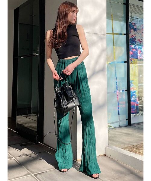 GYDA（ジェイダ）の「テレコワッシャープリーツパンツ（その他パンツ・レディース・ブラック/グリーン・FREE）」の21枚目の写真