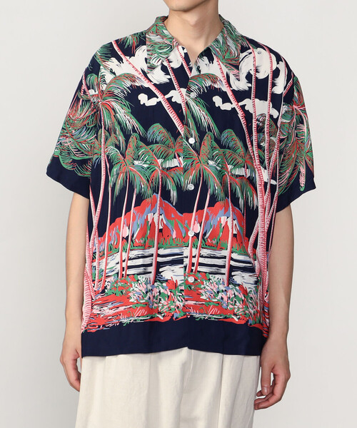 DUKE KAHANAMOKU（デューク カハナモク）の「DUKE KAHANAMOKU | ハワイアンシャツ ココナッツパーム＆ダイヤモンドヘッド MEN（シャツ/ブラウス・メンズ・ブルー系その他5・X-LARGE/LARGE）」の18枚目の写真