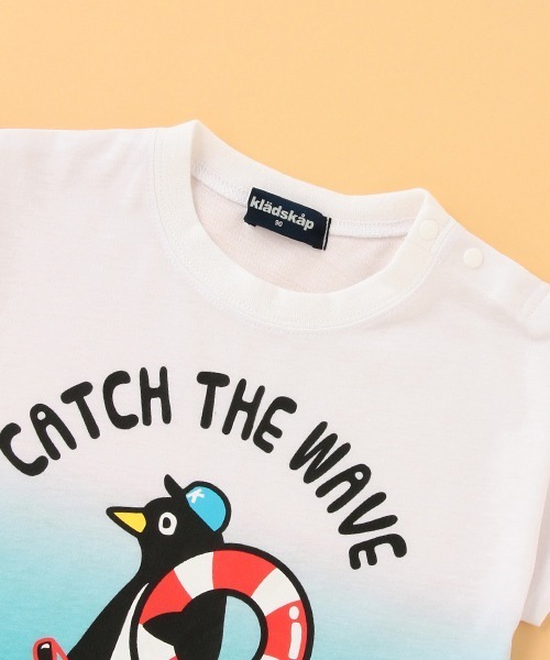 kladskap（クレードスコープ）の「ペンギン/サメ段染め風半袖Tシャツ（Tシャツ/カットソー・キッズ・エメラルド/ターコイズブルー・120cm/90cm/100cm/110cm/130cm）」の5枚目の写真