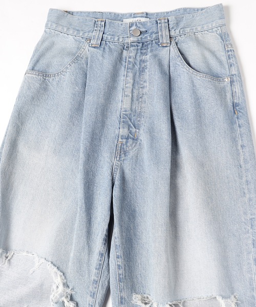 DAMAGE ONE TUCK WIDE STRAIGHT DENIM – ANLIO（アンリオ）