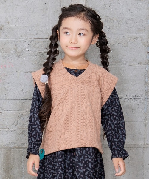 RAGMART（ラグマート）の「サイドオープンベスト（ベスト・キッズ・グリーン/ピンク/ブラック/キャメル・110cm/120cm/130cm/100cm）」の4枚目の写真