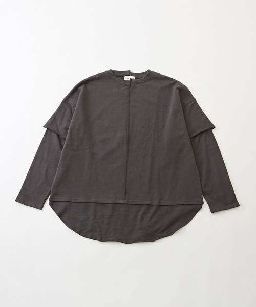CUBE SUGAR（キューブシュガー）の「WEB限定無地スウェットレイヤード風長袖チュニック（チュニック・レディース・サックスブルー/ナチュラル/チャコールグレー/ピンク・M）」の17枚目の写真