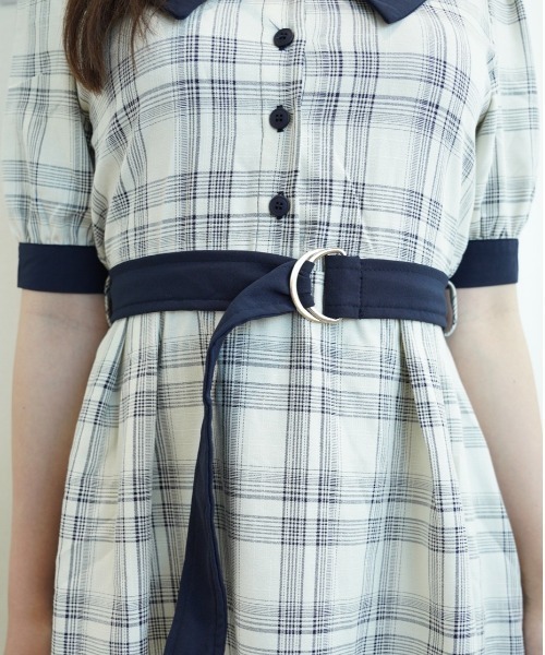 CECIL McBEE（セシルマクビー）の「ビッグカラーチェックワンピース（ワンピース・レディース・ネイビー/ベージュ/アイボリー・MEDIUM）」の11枚目の写真