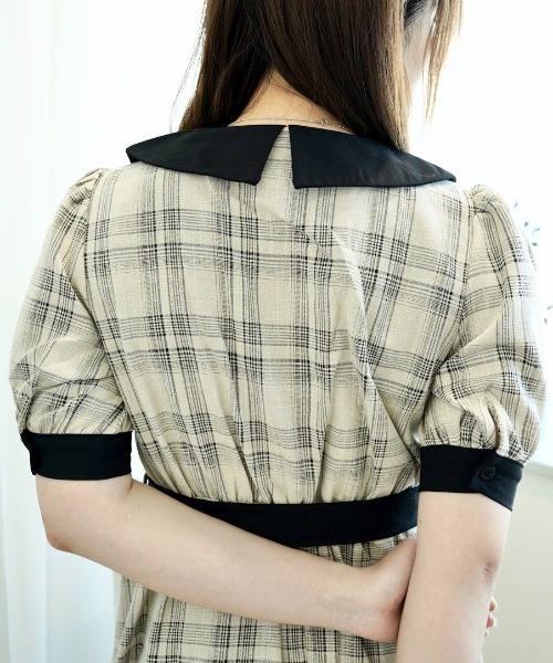 CECIL McBEE（セシルマクビー）の「ビッグカラーチェックワンピース（ワンピース・レディース・ネイビー/ベージュ/アイボリー・MEDIUM）」の10枚目の写真