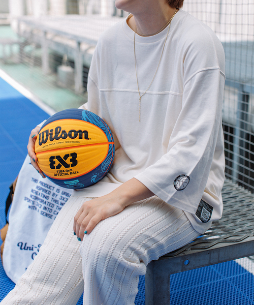 B.C STOCK(ベーセーストック)の「【3x3.EXE】 フットボールTシャツ(Tシャツ/カットソー・メンズ・ホワイト系その他/ネイビー・LARGE/MEDIUM)」の1枚目の写真