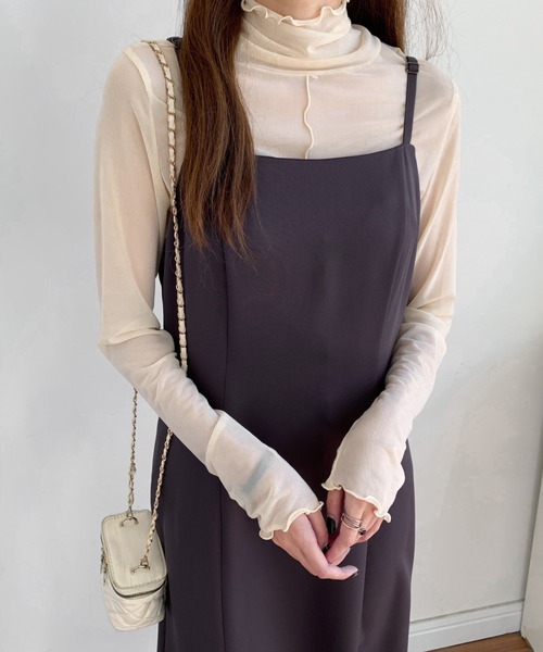 ABITOKYO(アビトーキョー)の「スリットIラインタイトキャミワンピース(ワンピース・レディース・ダークブラウン/ベージュ/ブラック・S/M)」の9枚目の写真