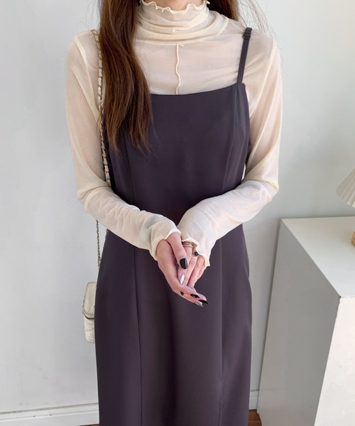 ABITOKYO(アビトーキョー)の「スリットIラインタイトキャミワンピース(ワンピース・レディース・ダークブラウン/ベージュ/ブラック・S/M)」の11枚目の写真