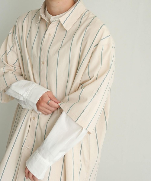 SENSE OF PLACE by URBAN RESEARCH（センスオブプレイスバイアーバンリサーチ）の「バンドカラーロングシャツ（シャツ/ブラウス・メンズ・ホワイト系その他/ホワイト・LARGE/MEDIUM）」の11枚目の写真