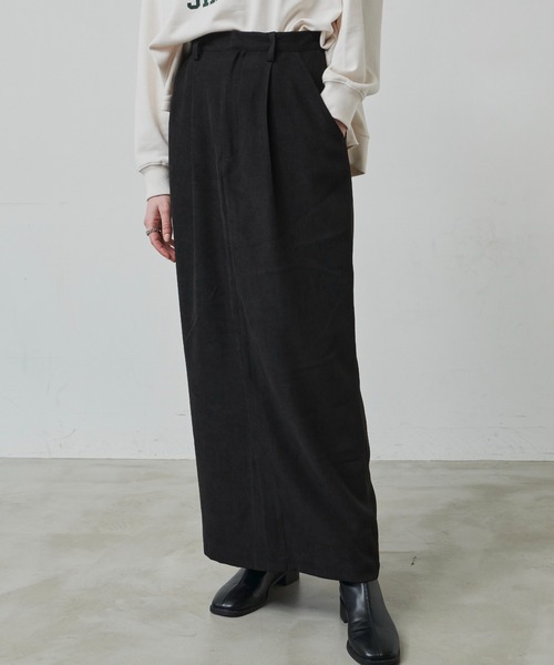 Aunt Marie's(アントマリーズ)の「コーデュロイロングナロースカート/セットアップ対応(スカート・レディース・ブラック/レオパード/ピンク/ブラウン/アイボリー・FREE/MT)」の3枚目の写真