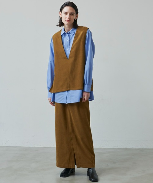 Aunt Marie's(アントマリーズ)の「コーデュロイロングナロースカート/セットアップ対応(スカート・レディース・ブラック/レオパード/ピンク/ブラウン/アイボリー・FREE/MT)」の16枚目の写真