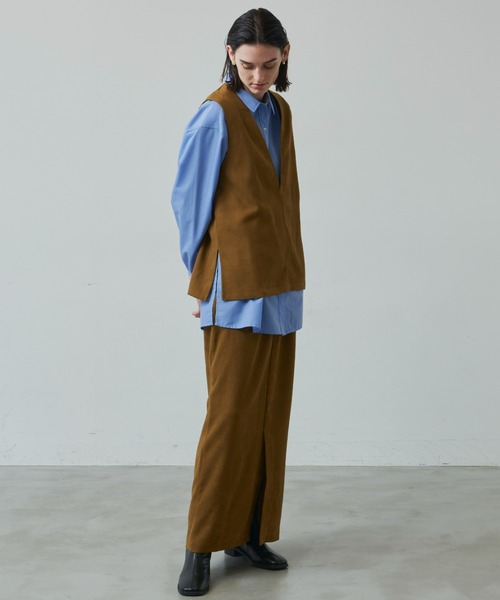 Aunt Marie's(アントマリーズ)の「コーデュロイロングナロースカート/セットアップ対応(スカート・レディース・ブラック/レオパード/ピンク/ブラウン/アイボリー・FREE/MT)」の10枚目の写真