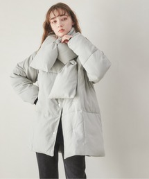 ANGIE | マフラー付きノーカラーファイバーダウンジャケット(ダウンジャケット/コート)