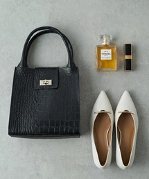 TIDEWAY | 【TIDEWAY】ビンテージメタルツイストミニトートバッグ クロコ型押し MOSS METAL TWIST TOTE / T2695(トートバッグ)