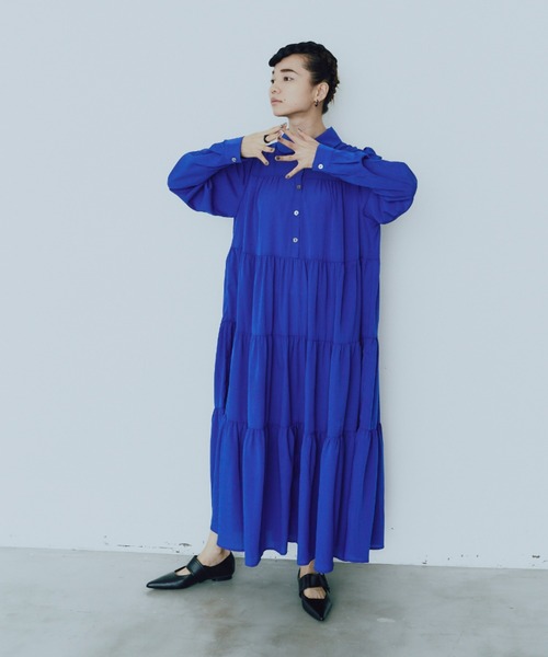 manana suerte（マニャーナスエルテ）の「ラウンドカラーティアードワンピース（ワンピース・レディース・グリーン/ブラック/ブルー/パープル・FREE）」の3枚目の写真