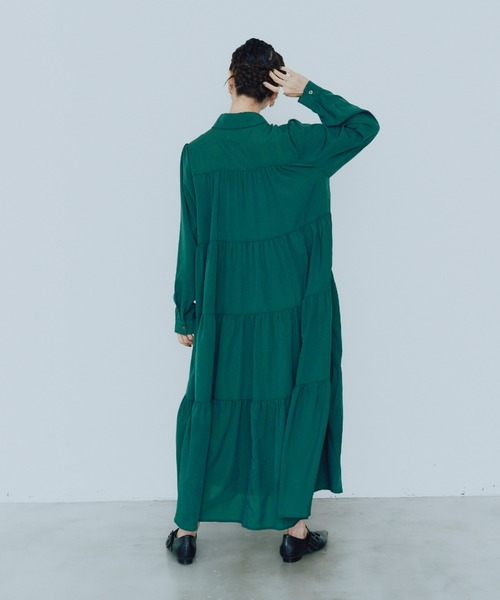 manana suerte（マニャーナスエルテ）の「ラウンドカラーティアードワンピース（ワンピース・レディース・グリーン/ブラック/ブルー/パープル・FREE）」の7枚目の写真