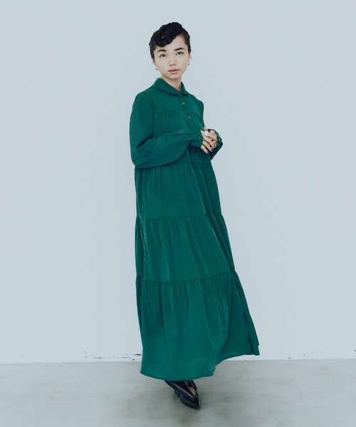 manana suerte（マニャーナスエルテ）の「ラウンドカラーティアードワンピース（ワンピース・レディース・グリーン/ブラック/ブルー/パープル・FREE）」の5枚目の写真