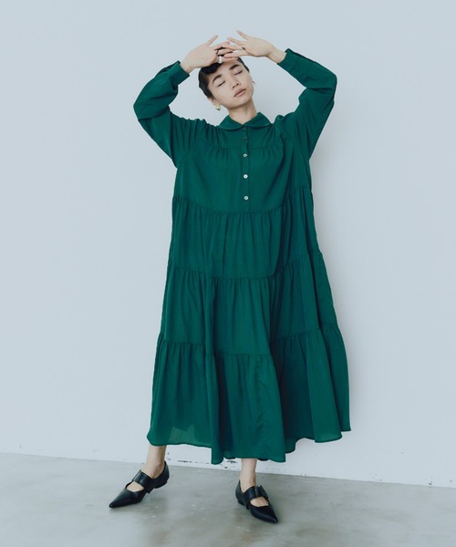 manana suerte（マニャーナスエルテ）の「ラウンドカラーティアードワンピース（ワンピース・レディース・グリーン/ブラック/ブルー/パープル・FREE）」の8枚目の写真