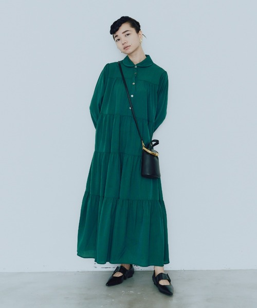 ラウンドカラーティアードワンピース（ワンピース）｜manana suerte