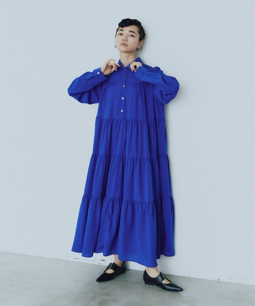 manana suerte（マニャーナスエルテ）の「ラウンドカラーティアードワンピース（ワンピース・レディース・グリーン/ブラック/ブルー/パープル・FREE）」の10枚目の写真