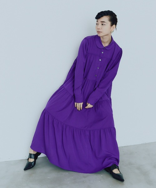 ラウンドカラーティアードワンピース（ワンピース）｜manana suerte