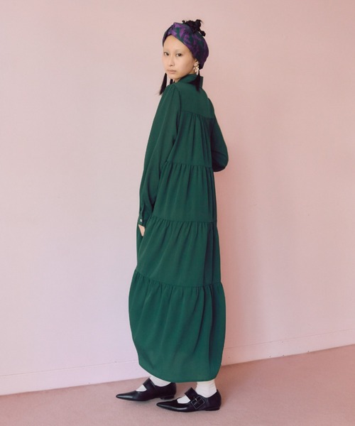 ラウンドカラーティアードワンピース（ワンピース）｜manana suerte