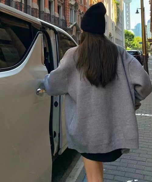 meJane（ミージェーン）の「P刺繍ロゴ コクーンシルエットニットカーディガン（カーディガン/ボレロ・レディース・ブラック/グレー/キャメル・FREE）」の7枚目の写真