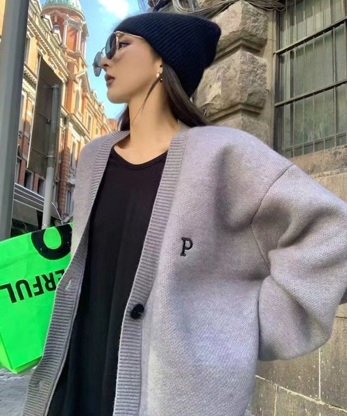 meJane（ミージェーン）の「P刺繍ロゴ コクーンシルエットニットカーディガン（カーディガン/ボレロ・レディース・ブラック/グレー/キャメル・FREE）」の11枚目の写真