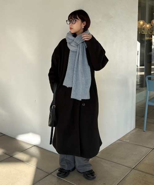 Aunt Marie's（アントマリーズ）の「スタンドカラー3WAYロングコート（ステンカラーコート・レディース・ブラック/ブラウン/グレー/カーキ/アイボリー/モカ/チャコールグレー/ネイビー/ダークブラウン/ブルー・FREE/MEDIUM/TALL）」の14枚目の写真