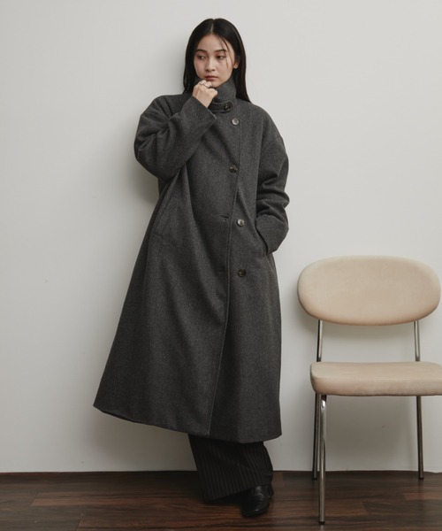 スタンドカラー3WAYロングコート（ステンカラーコート）｜Aunt