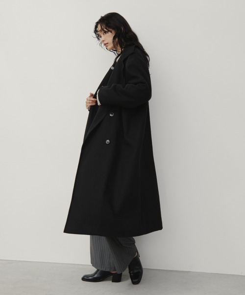 ANNE MARIE BERETTA ブラック スタンドカラーコート 71559424-