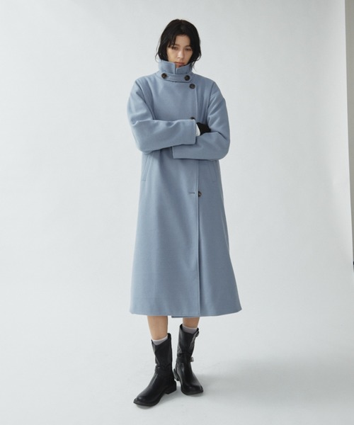 セール】スタンドカラー3WAYロングコート（ステンカラーコート）｜Aunt
