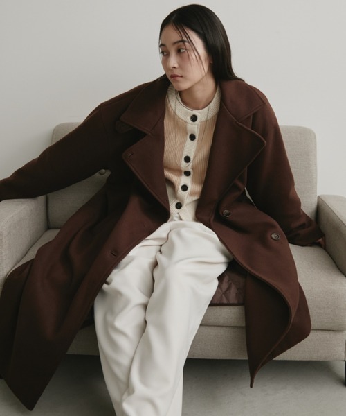 Aunt Marie's（アントマリーズ）の「スタンドカラー3WAYロングコート（ステンカラーコート・レディース・ブラック/ブラウン/グレー/カーキ/アイボリー/モカ/チャコールグレー/ネイビー/ダークブラウン/ブルー・FREE/MEDIUM/TALL）」の15枚目の写真