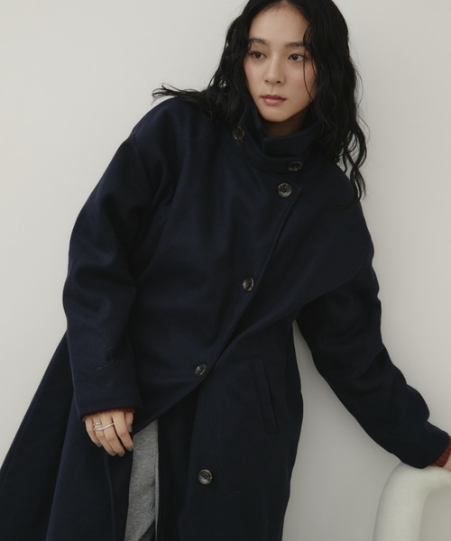 美品 ディアスキン スエード ステンカラーコート ブラック 4XL 大きいサイズ セール】スタンドカラー3WAYロングコート（ステンカラーコート）｜Aunt