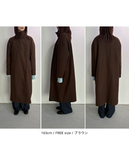 Aunt Marie's（アントマリーズ）の「スタンドカラー3WAYロングコート（ステンカラーコート・レディース・ブラック/ブラウン/グレー/カーキ/アイボリー/モカ/チャコールグレー/ネイビー/ダークブラウン/ブルー・FREE/MEDIUM/TALL）」の17枚目の写真