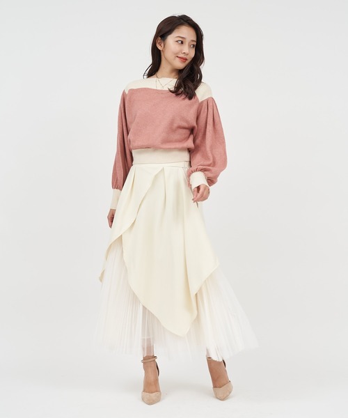 ROYAL PARTY(ロイヤルパーティー)の「オフショル配色ニットトップス(ニット/セーター・レディース・マルチ/オレンジ/ブラック・FREE)」の13枚目の写真