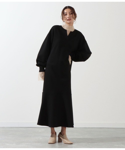 Settimissimo（セッティミッシモ）の「裏毛2WAYペプラムロングワンピース（ワンピース・レディース・ライトグレー/ブラック/モカ・FREE）」の4枚目の写真