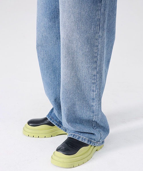 セール】セミワイドデニムパンツ / ウエストゴム フェード WO22W4PT01