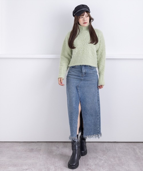 clear（クリア）の「シャギーハイネックショートニット（ニット/セーター・レディース・ピンク/ブラック/アイボリー/ミント/イエロー・F）」の15枚目の写真