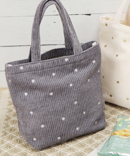 studio CLIP（スタディオクリップ）の「コーデュロイロゴトートバッグM（トートバッグ・レディース・アイボリー/グレー/ネイビー・FREE）」の2枚目の写真