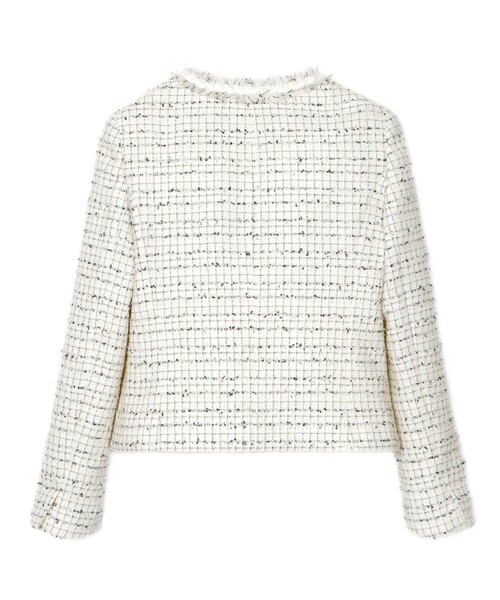 セール】ミックスツィードノーカラー ジャケット（ノーカラー