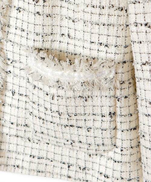 セール】ミックスツィードノーカラー ジャケット（ノーカラー