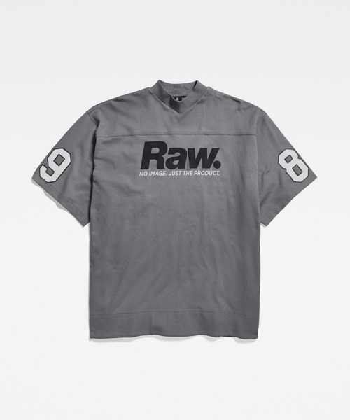 G-STAR(ジースター)の「5XL RAW. TIGHT MOCK V-NECK TOP/オーバーサイズ/ビッグシルエット(Tシャツ/カットソー・レディース・グレー/レッド・X-SMALL/MEDIUM/SMALL)」の6枚目の写真