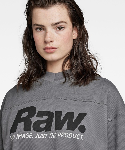 G-STAR(ジースター)の「5XL RAW. TIGHT MOCK V-NECK TOP/オーバーサイズ/ビッグシルエット(Tシャツ/カットソー・レディース・グレー/レッド・X-SMALL/MEDIUM/SMALL)」の5枚目の写真