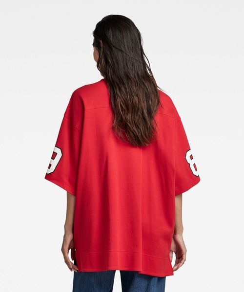 G-STAR(ジースター)の「5XL RAW. TIGHT MOCK V-NECK TOP/オーバーサイズ/ビッグシルエット(Tシャツ/カットソー・レディース・グレー/レッド・X-SMALL/MEDIUM/SMALL)」の9枚目の写真