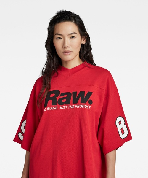 G-STAR(ジースター)の「5XL RAW. TIGHT MOCK V-NECK TOP/オーバーサイズ/ビッグシルエット(Tシャツ/カットソー・レディース・グレー/レッド・X-SMALL/MEDIUM/SMALL)」の10枚目の写真